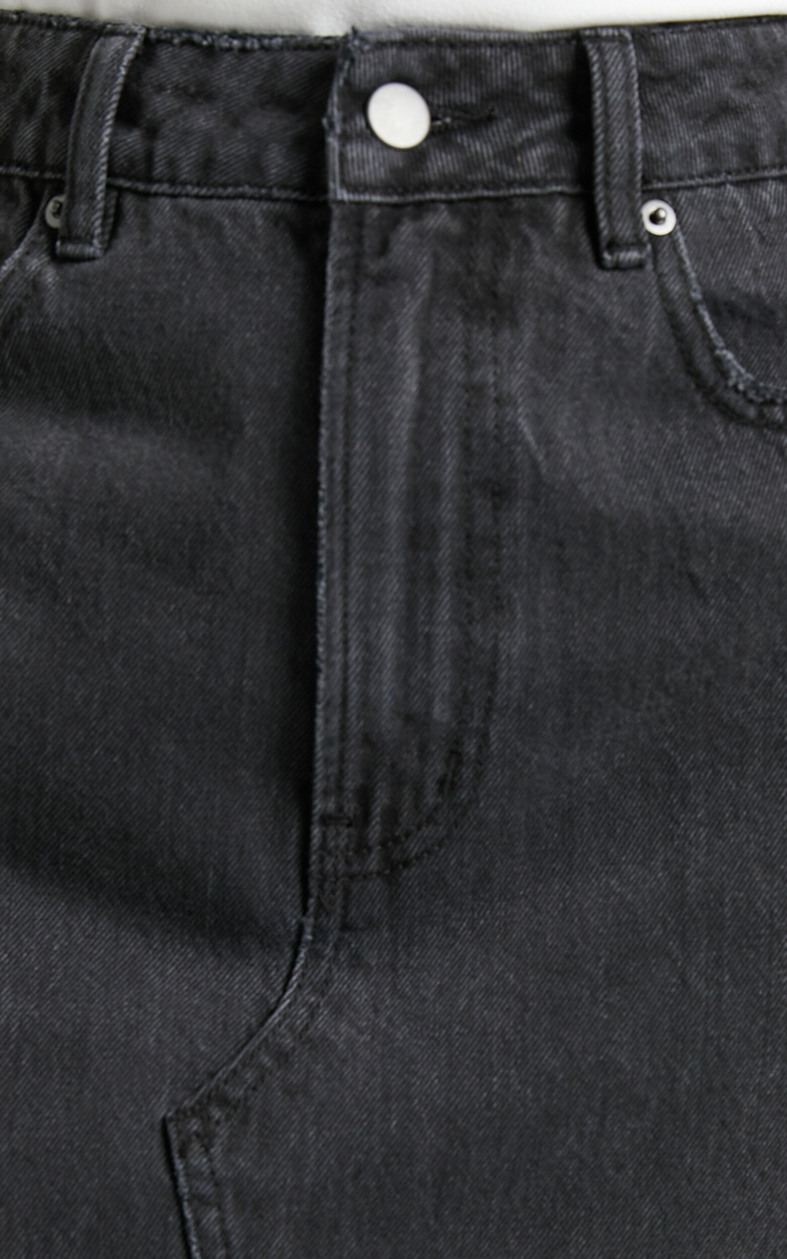 Washed black denim midi skirt 152-329 cheap