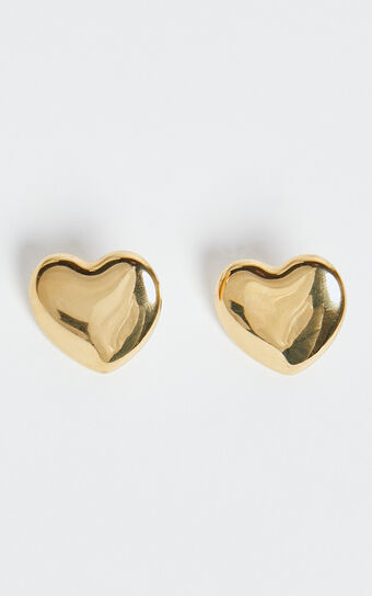 Jolene Earrings Heart Shaped Statement in Gold No Brand Sale