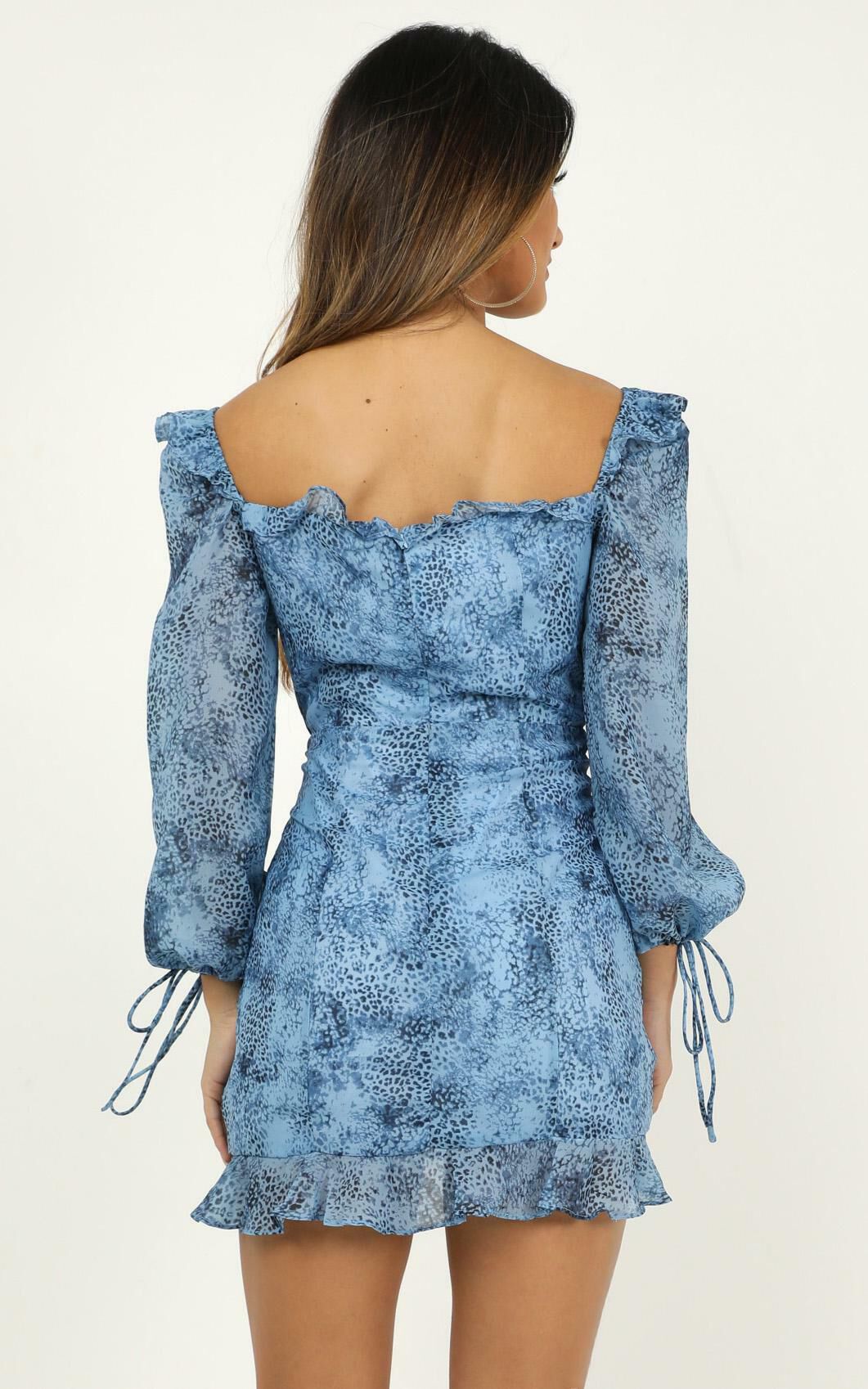 Lioness feng shui mini dress blue animal print outlet