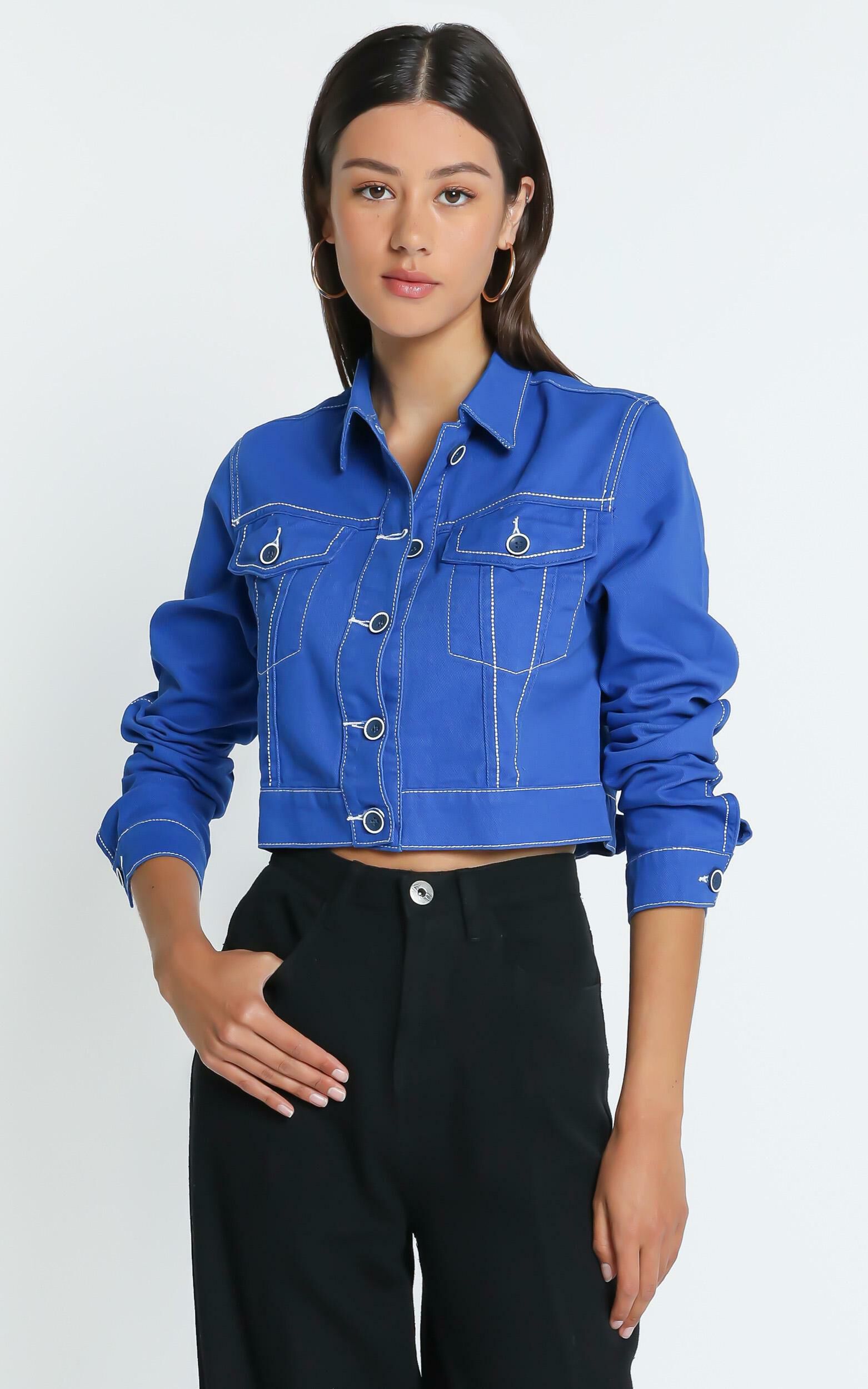 Cobalt blue denim jacket top