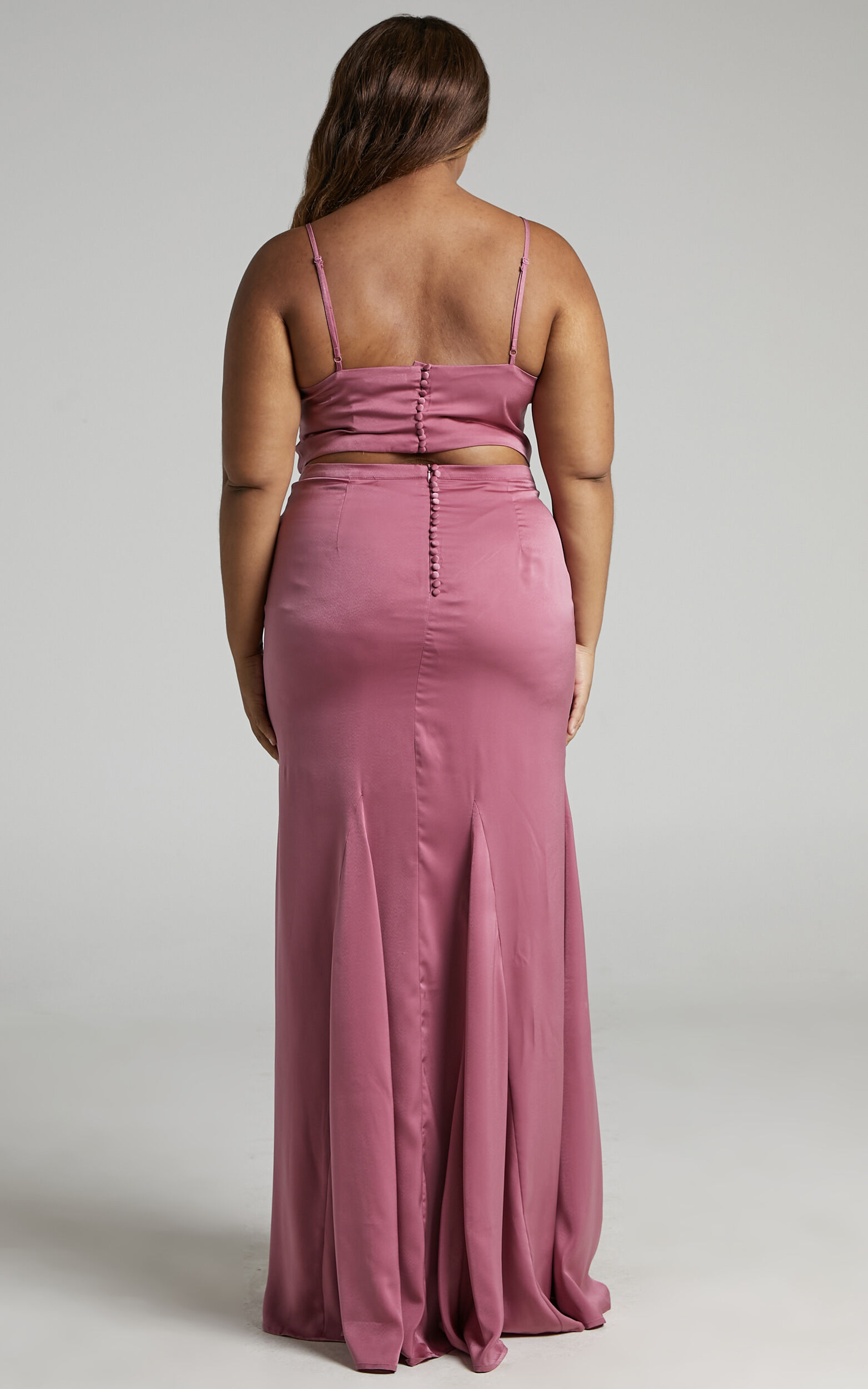Massima Two Piece Set Crop Top and Mermaid Maxi Skirt Set in Dusty Rose Showpo EU