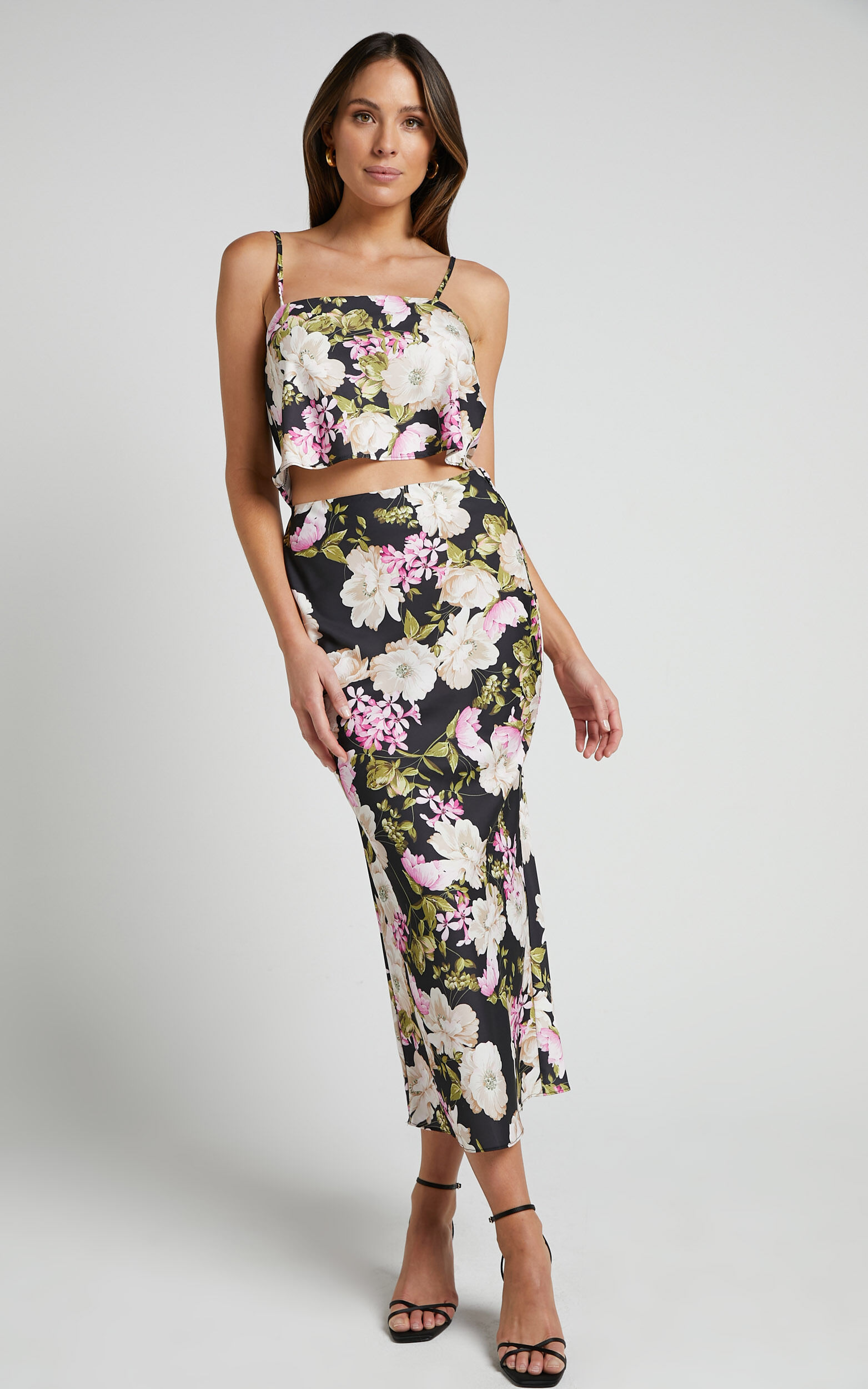 Floral midi sale skirt set