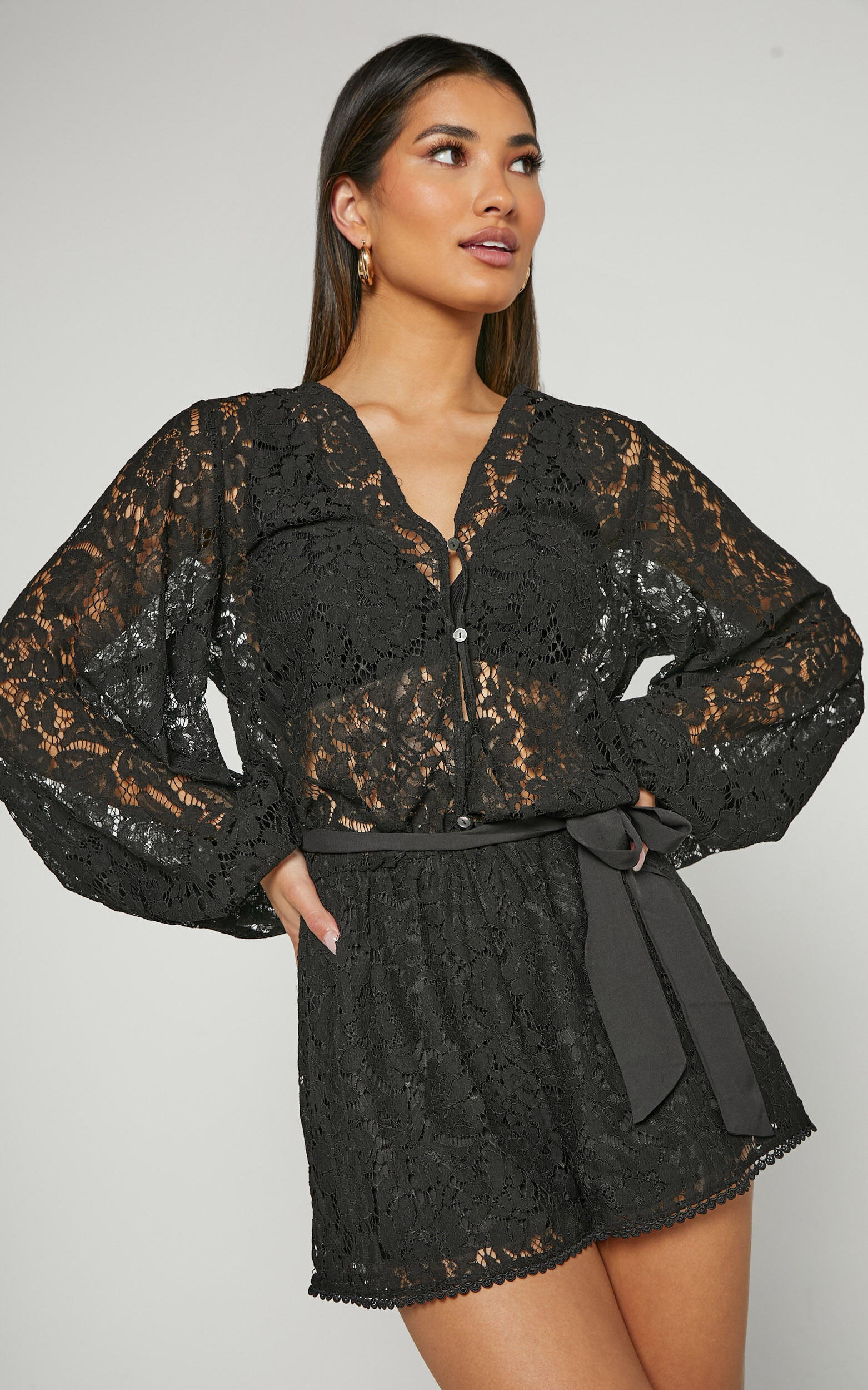 Long sleeve lace playsuit online