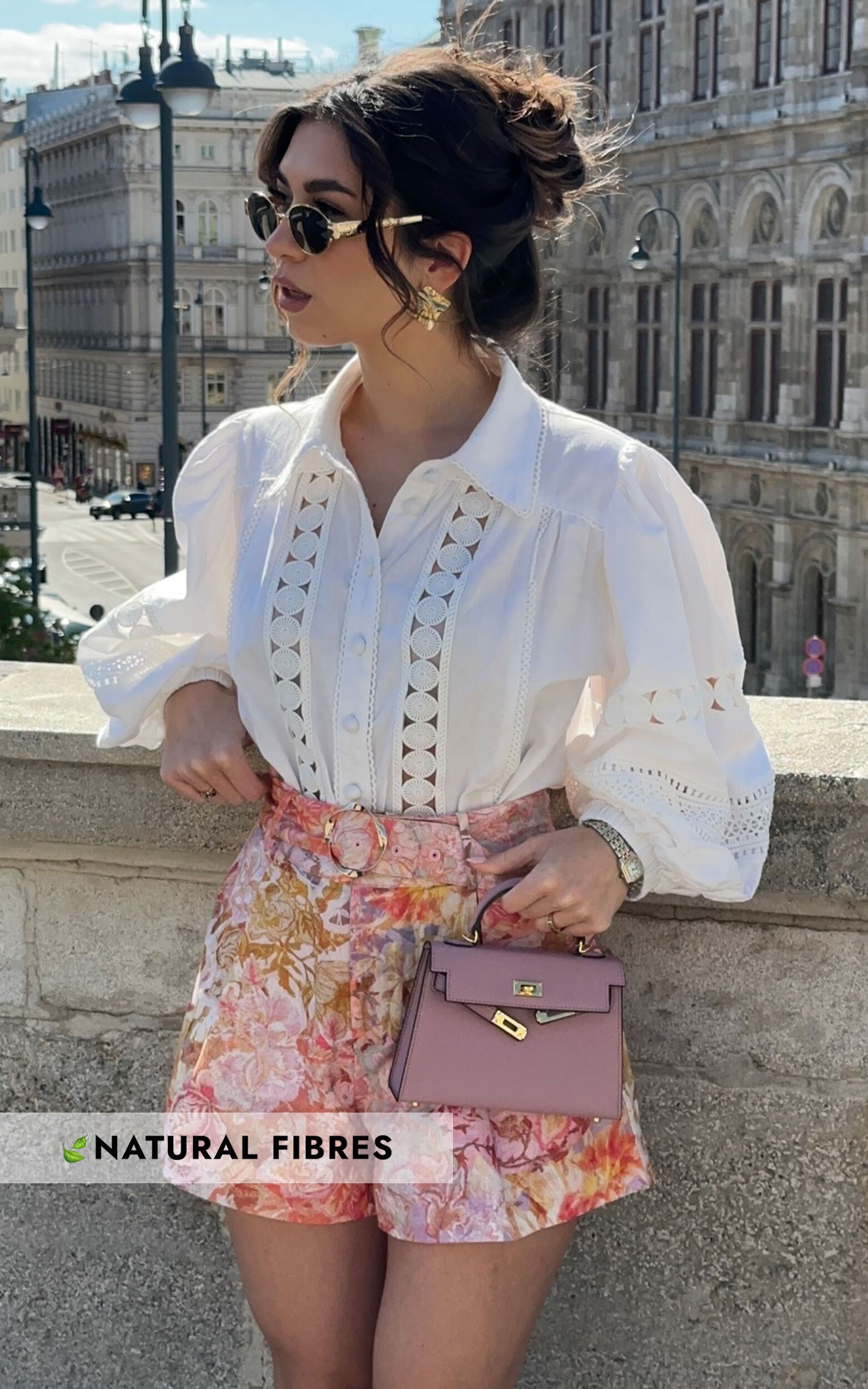 Amalie The Label - Noemie Linen Blend High Waisted Belted Tailored Shorts in Morocco Print - 06, ORG6