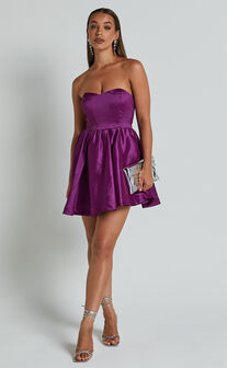 Jayde Mini Dress - Strapless Sweetheart Fit And Flare Dress in Orchid