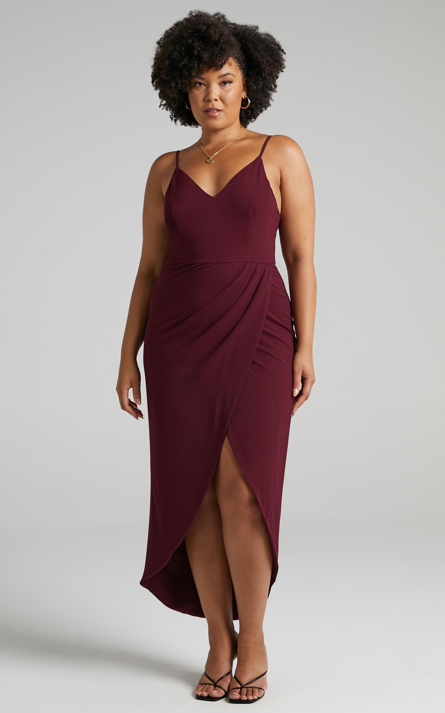 Lucky Day High Low Maxi Dress In Wine Showpo USA
