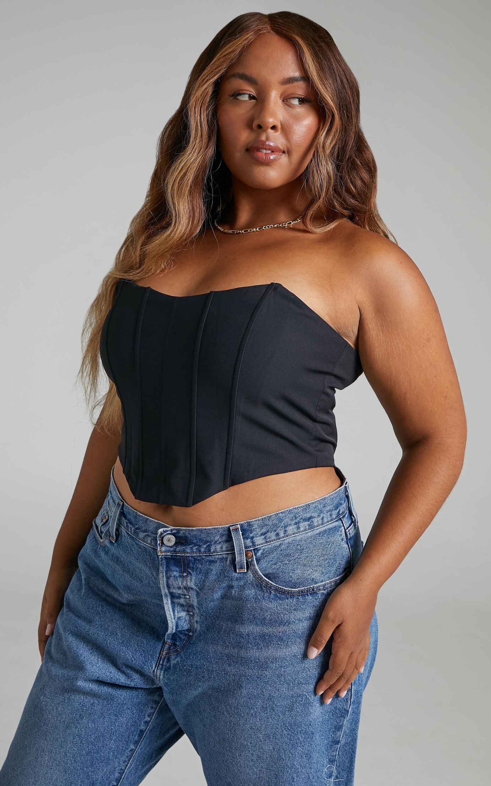 Bustier crop top black new arrivals