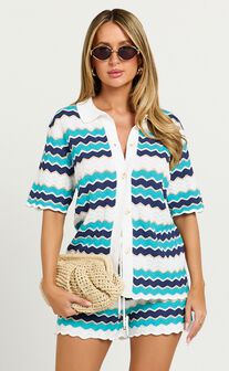Runaway The Label - Hubert Top in Blue Multi