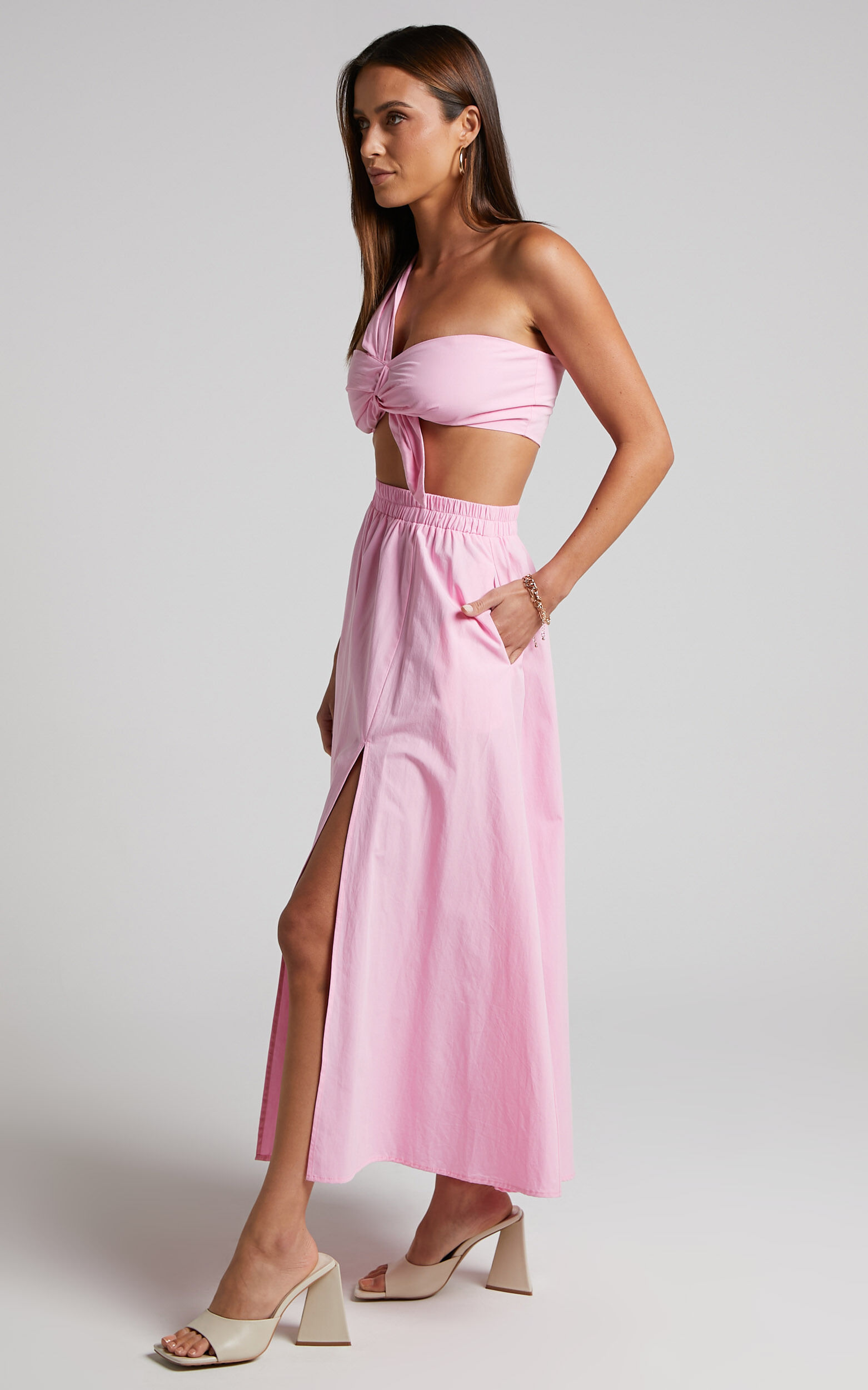 Sula Two Piece Set - One Shoulder Bralette Crop Top and Midi