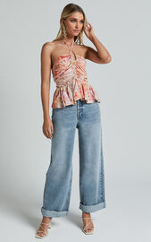 Amalie The Label - Herrera Mid Rise Wide Leg Denim Jeans in Mid Blue ...