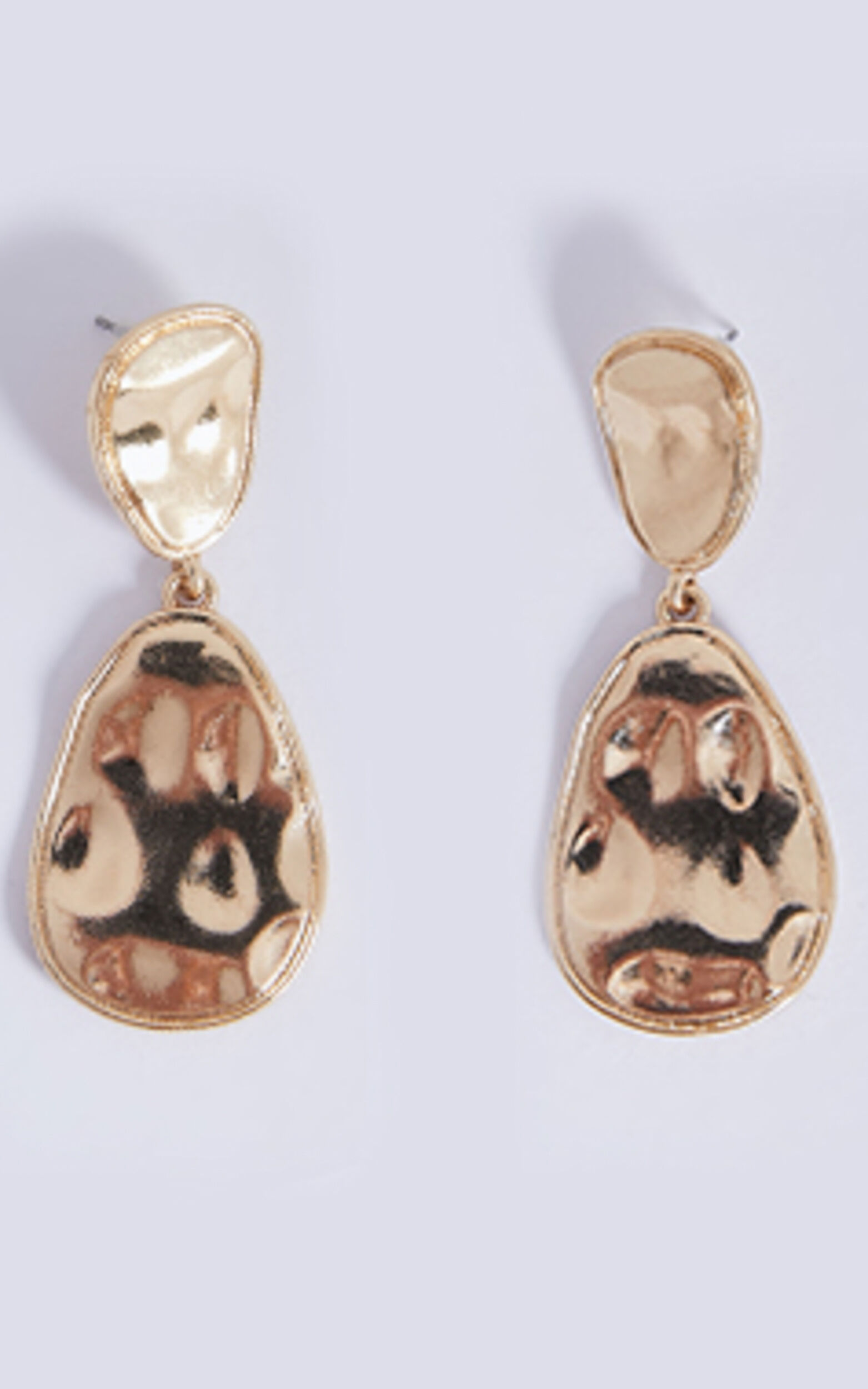 Elsie Earrings - Textured Double Detail Drop Earrings in Gold | Showpo