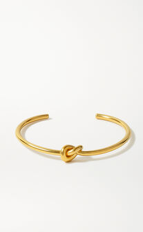 Gladys Bracelet - Thin Band Knot Detail Bracelet in Gold