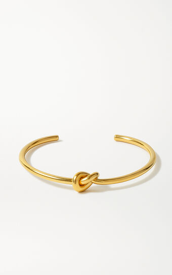 Gladys Bracelet - Thin Band Knot Detail Bracelet in Gold