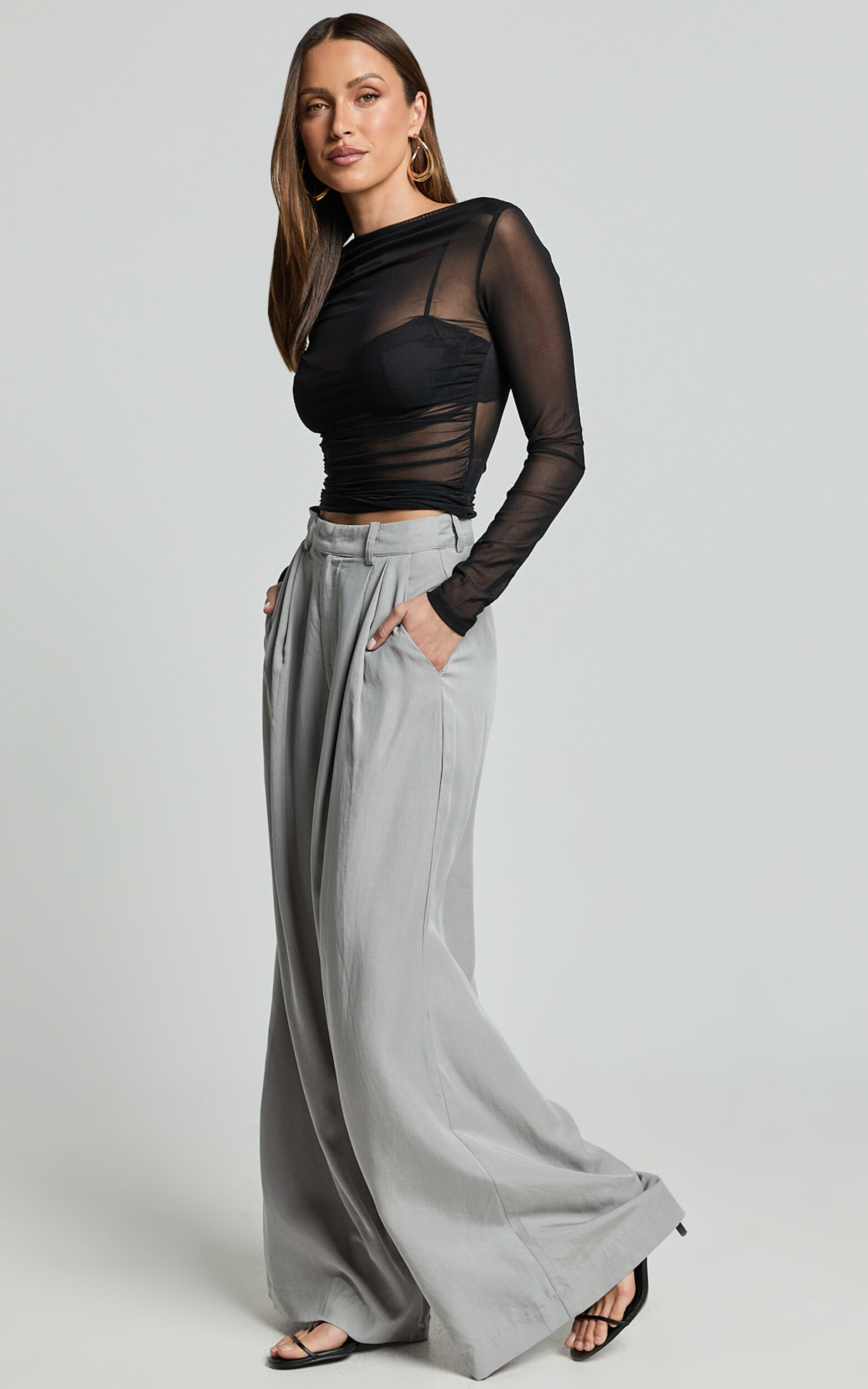 Sandara Top - Long Sleeve Sheer Top in Black | Showpo USA