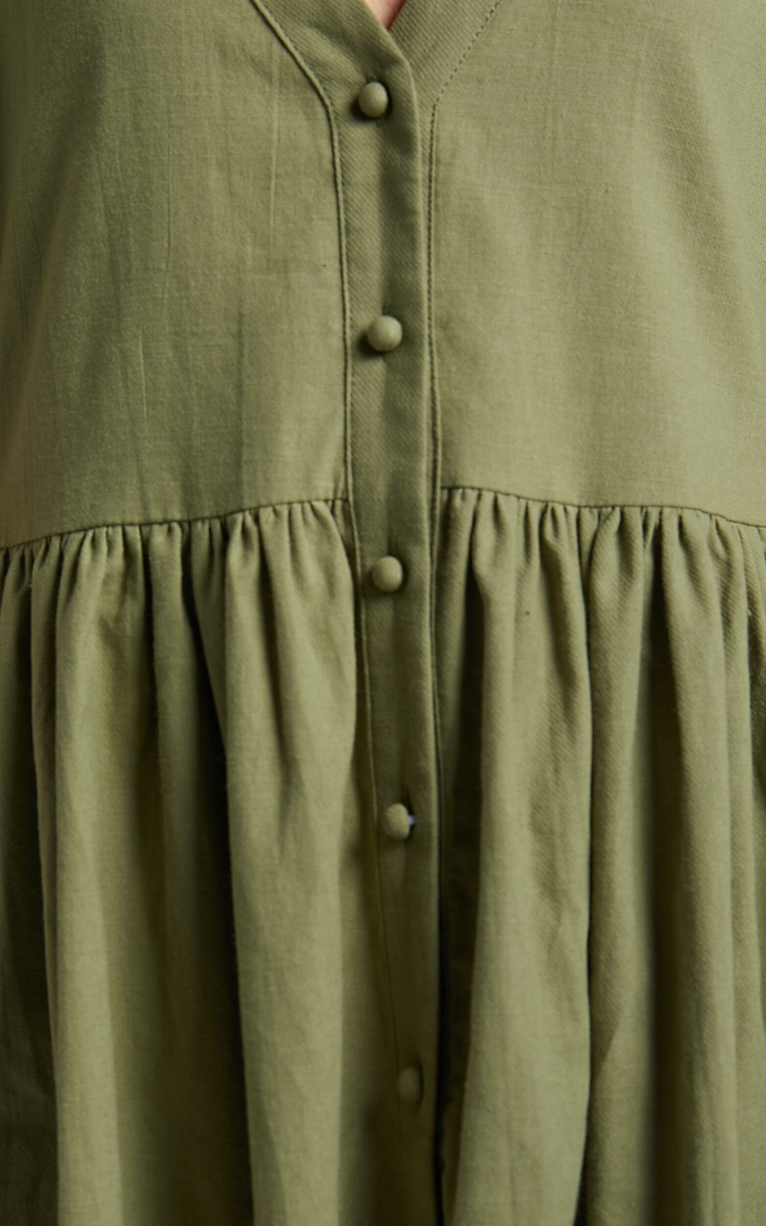 Staycation Mini Dress - Smock Button Up Dress in Khaki | Showpo USA