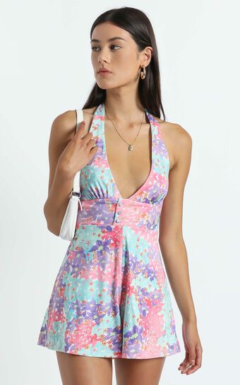Ahmeira Playsuit in Electric Blooms