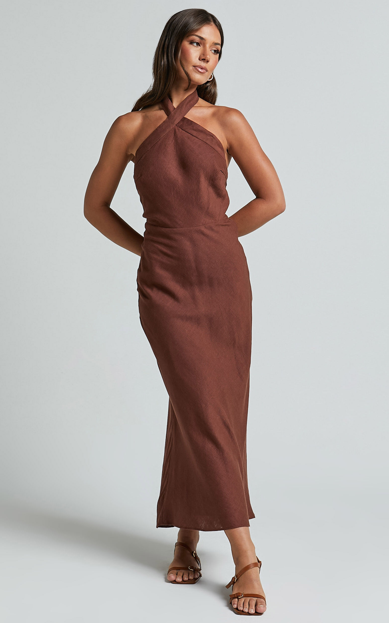Twist neck halter dress top