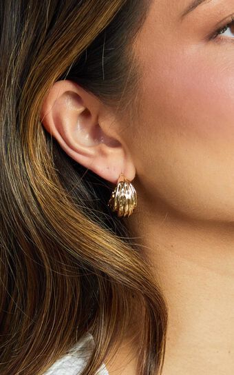 Georgie Earrings - Ridged Hoop Earrings in Gold