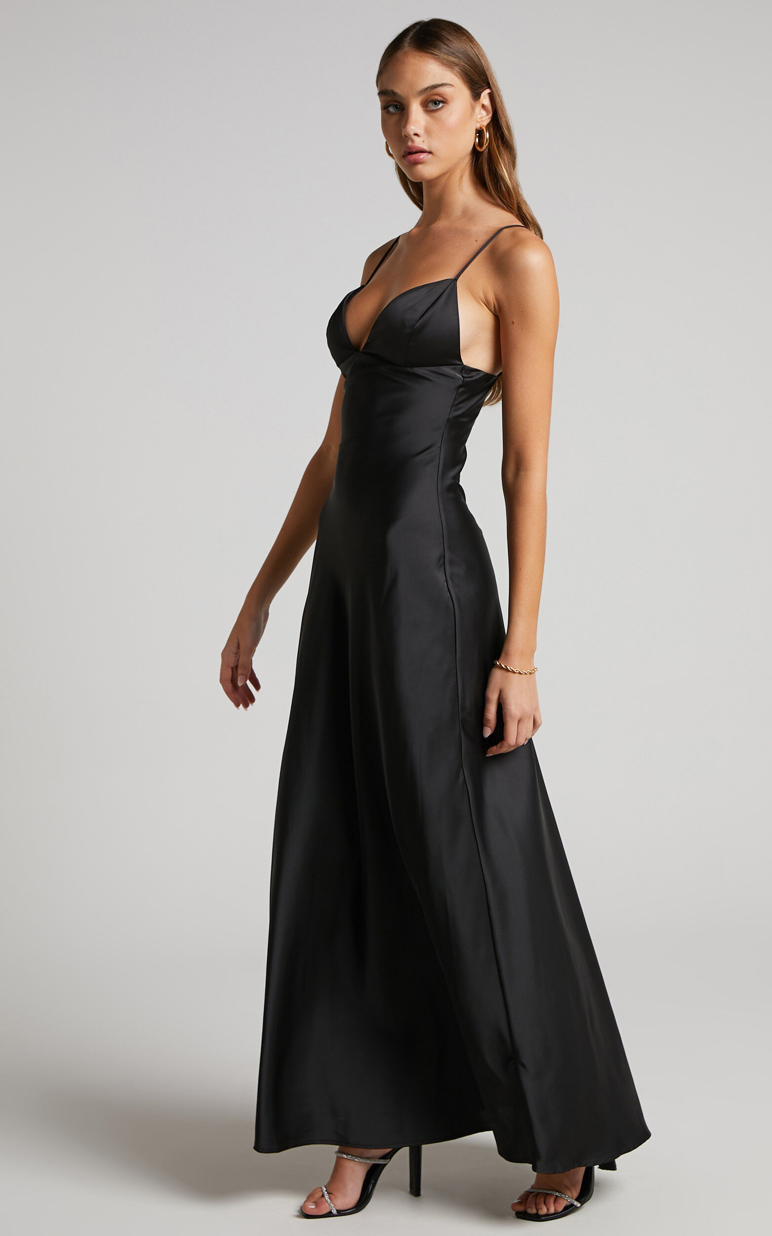 Black silk 2025 satin dress