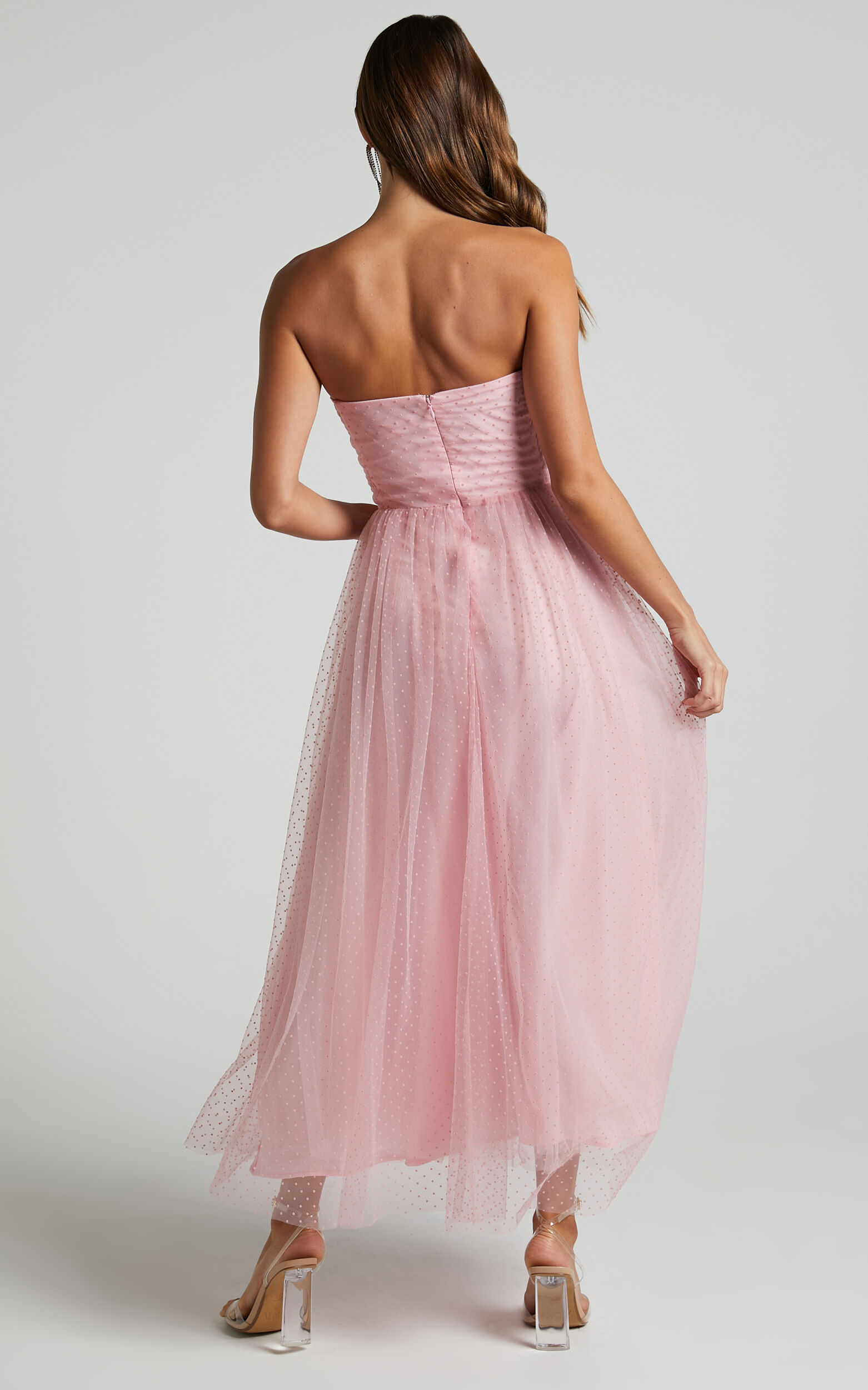Pink tulle outlet midi dress