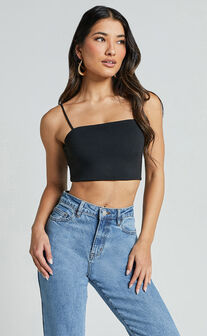 Modern Gal Top - Jersey Cami Crop Top in Black