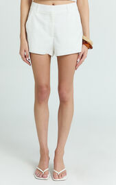 Adali Shorts - Mid Rise Linen Look Micro Mini Shorts in Off White | Showpo