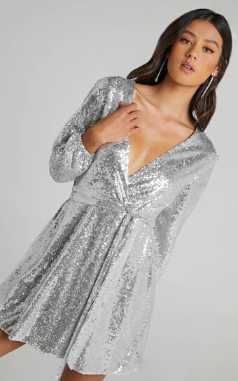 three of us dress in Silver Sequin