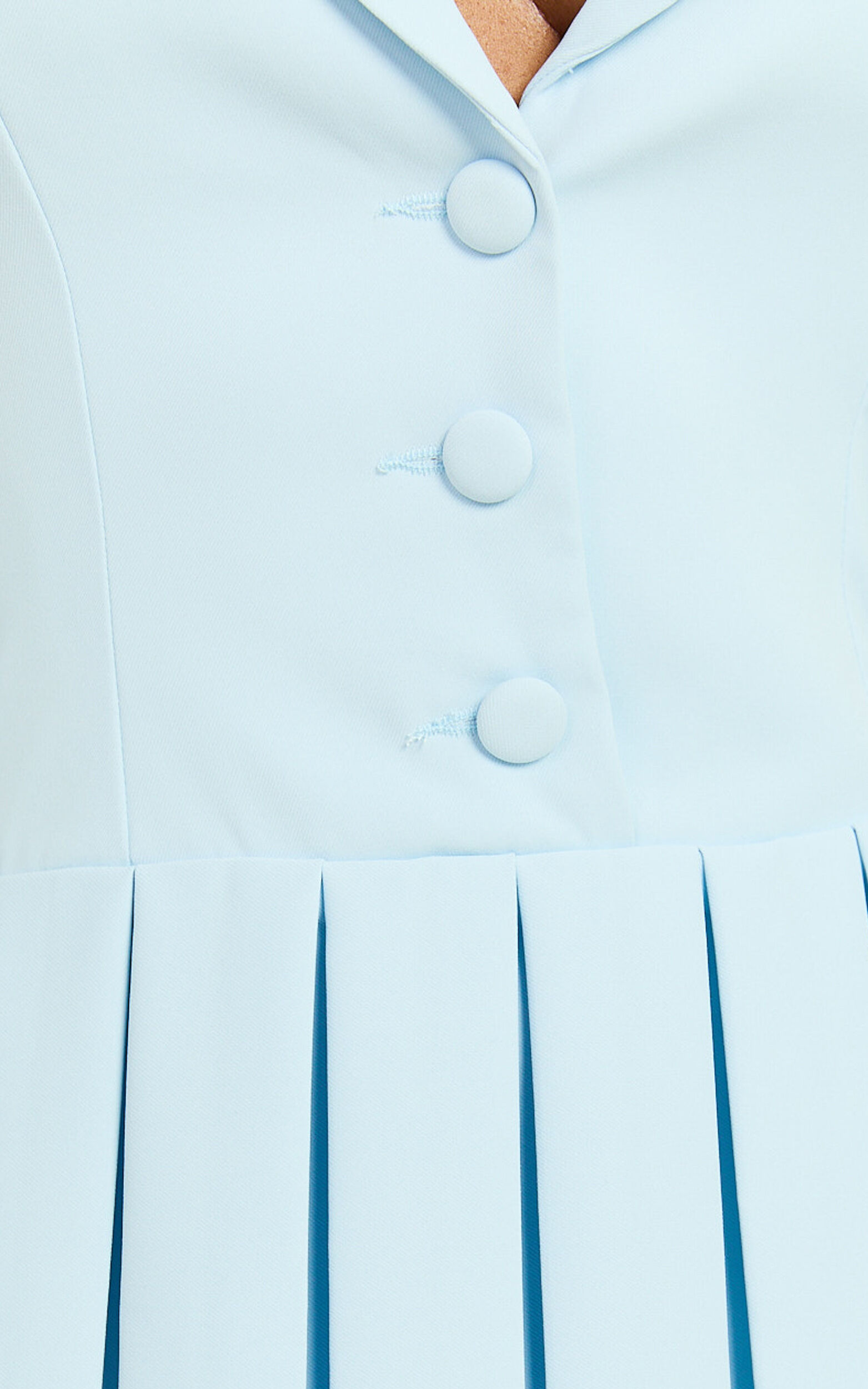 Hannah Mini Dress - Tailored Button Down Pleated Mini Dress