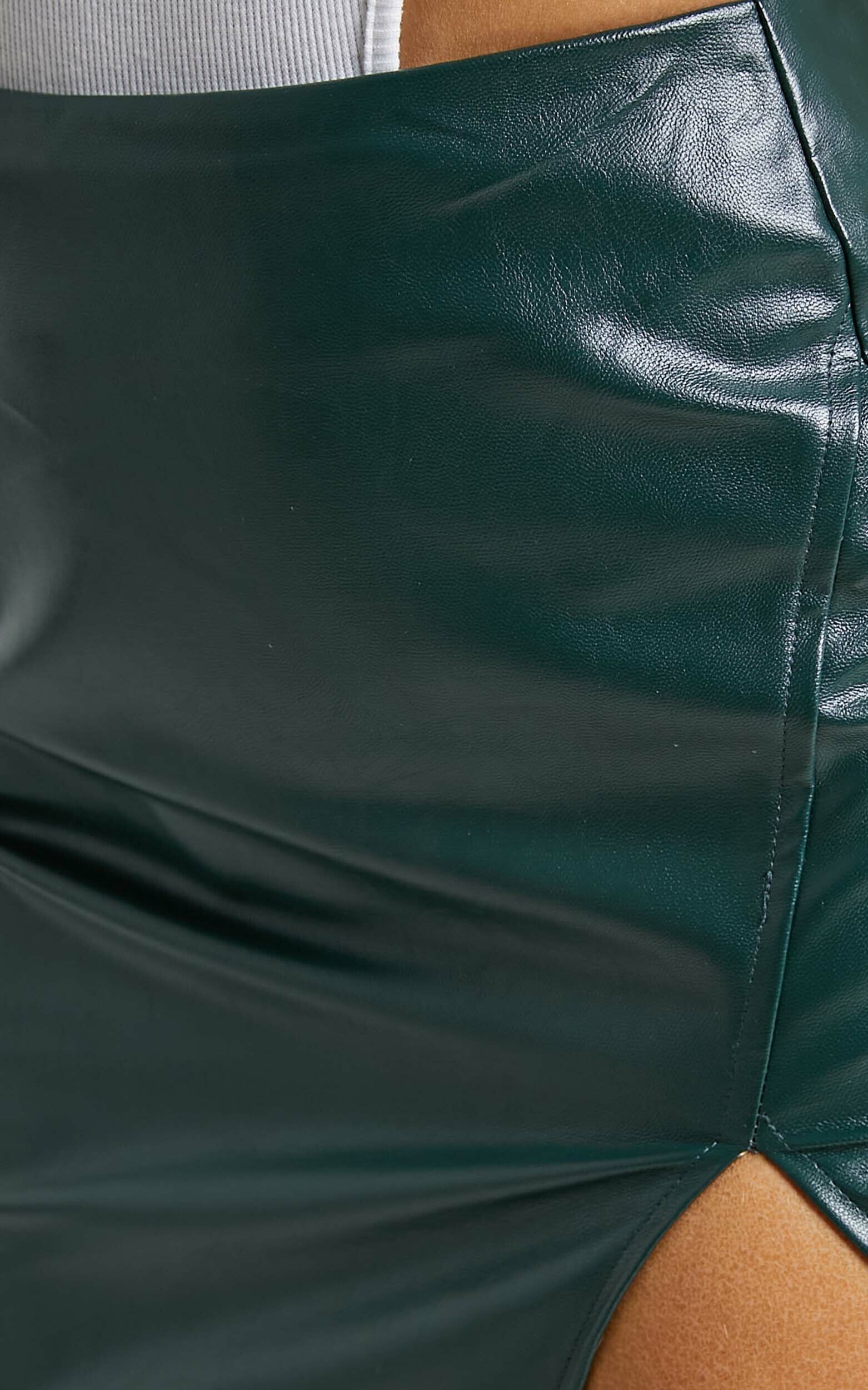 In The Name of Love Mini Skirt Faux Leather Skirt in Emerald Showpo USA