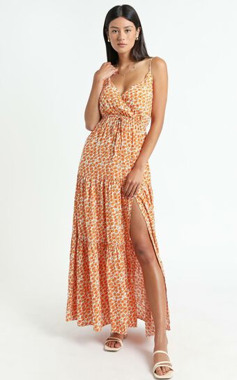 Watch The Sunset Dress In Orange Floral