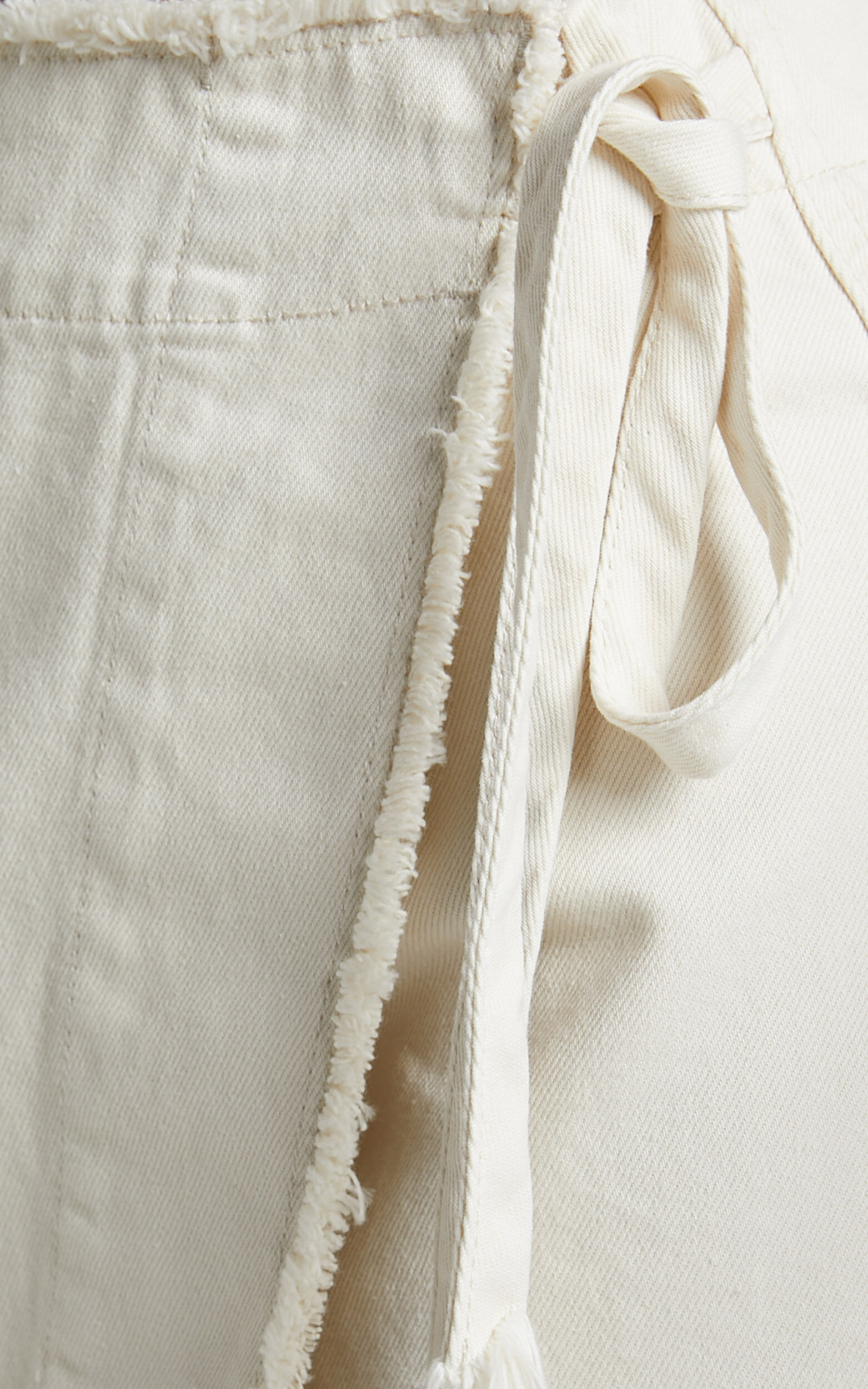 Ellyza Skort - Recycled Cotton Frayed Edge Wrap Denim Skort in Ecru ...