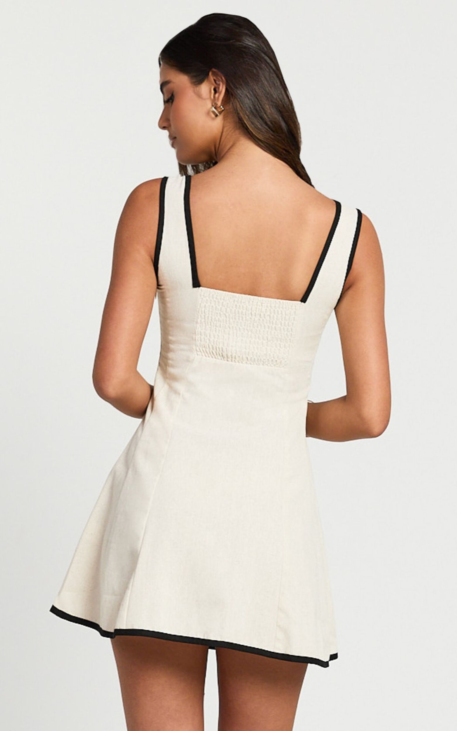 Antoni Mini Dress - Linen Ruched Back Square Neck Fit and