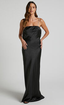 Perrie Midi Dress - Mesh Corset Dress in Black