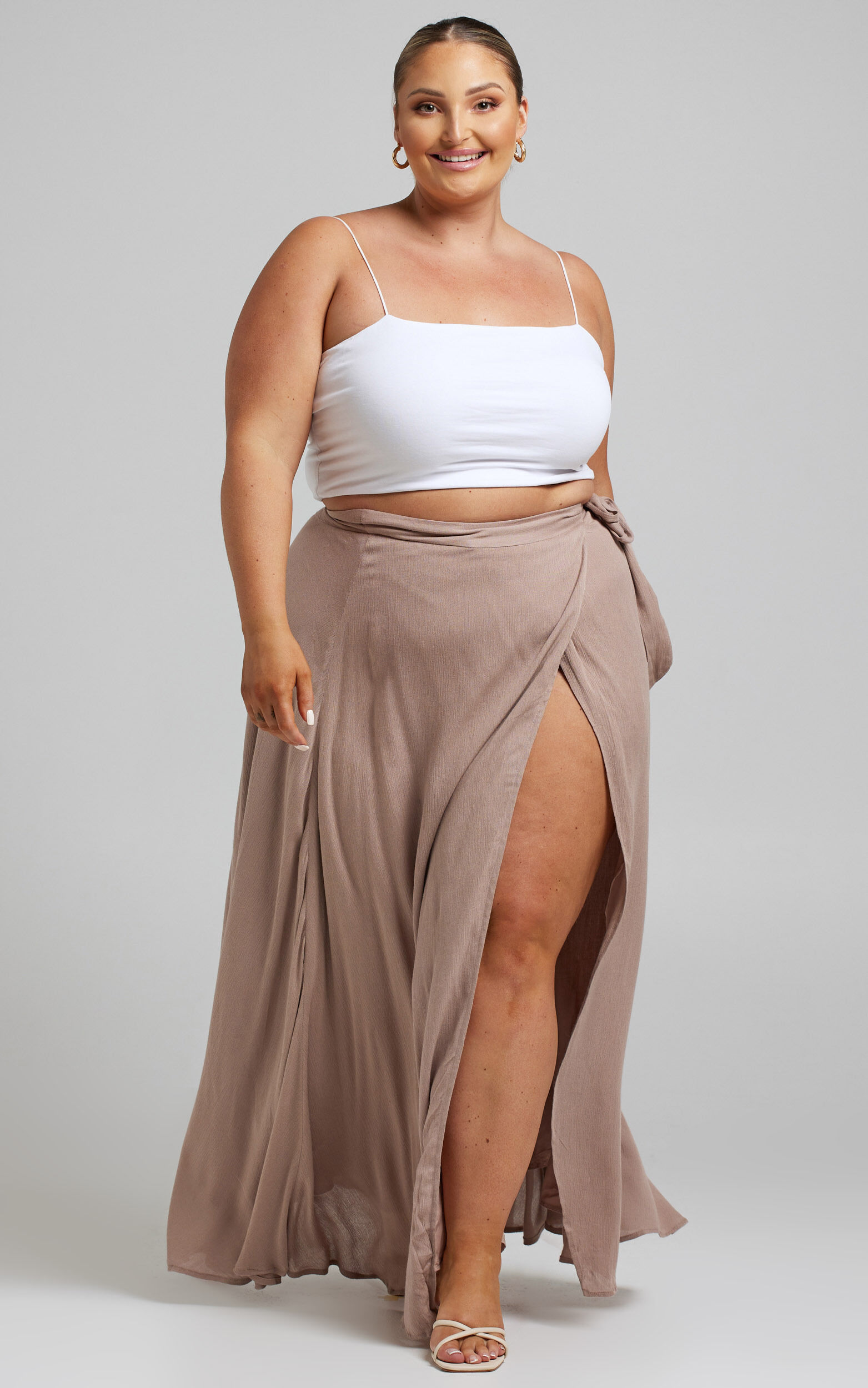 Break A Leg Maxi Skirt - Wrap Tie Skirt in Mocha | Showpo USA