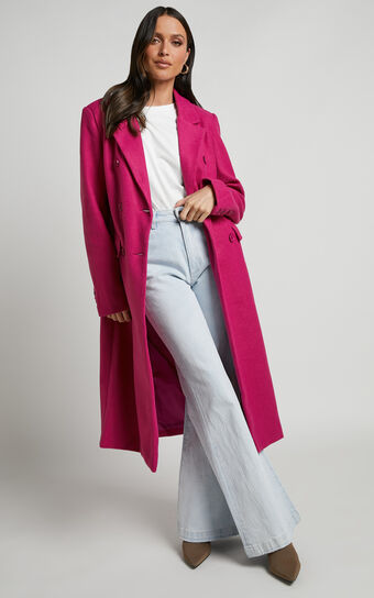 Socorro Coat - Tailored Longline Coat in Hot Pink