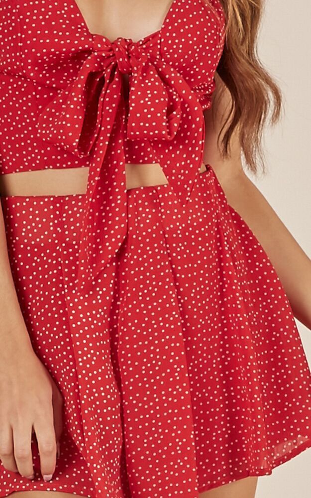 Follow Me Two Piece Set In Red Polka Dot Showpo USA