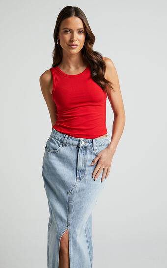 Can't You Tell Top - Ribbed Tank Top in Red | Showpo USA