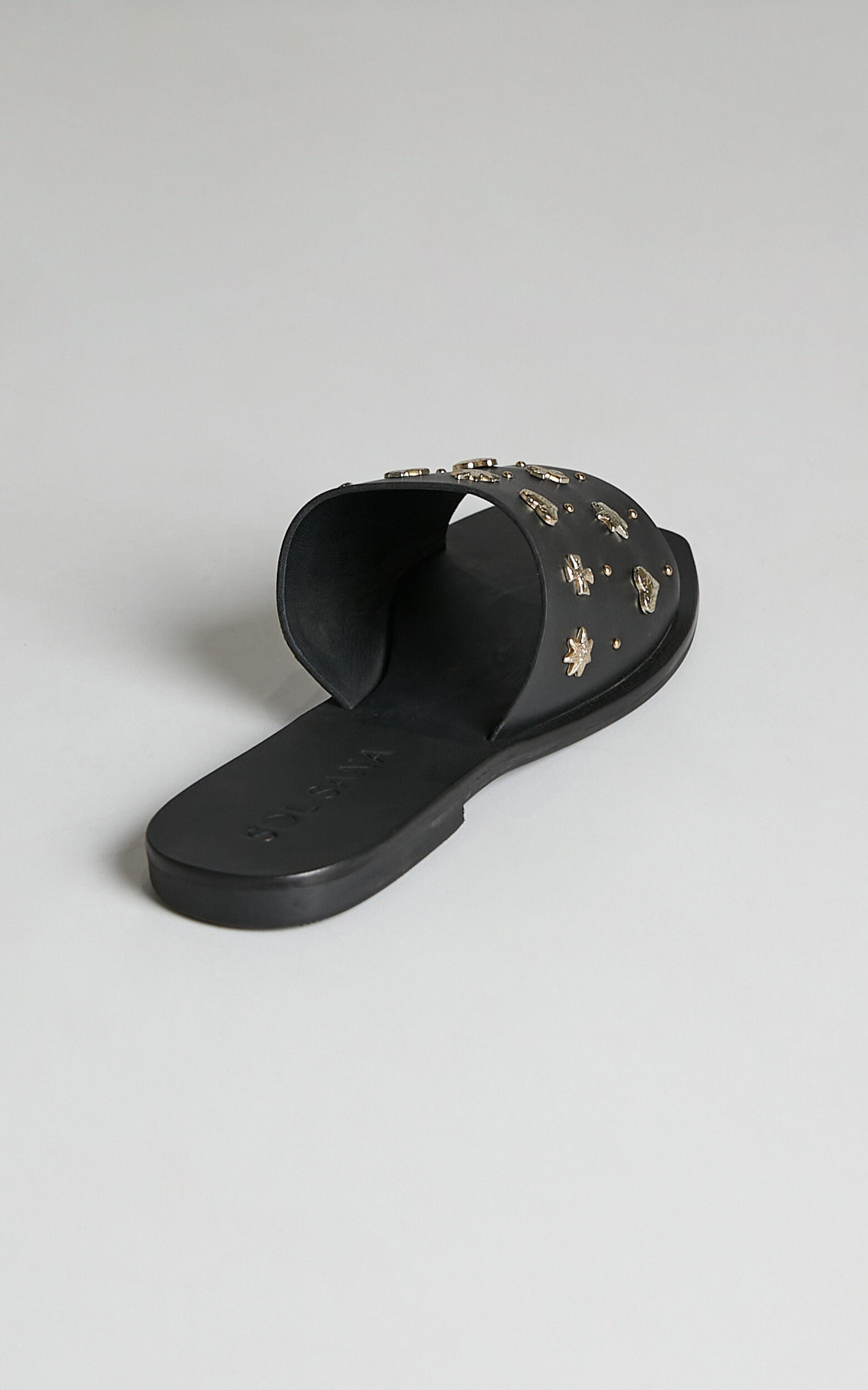 Sol Sana Mila Slide Sandals in Black and Gold Showpo NZ