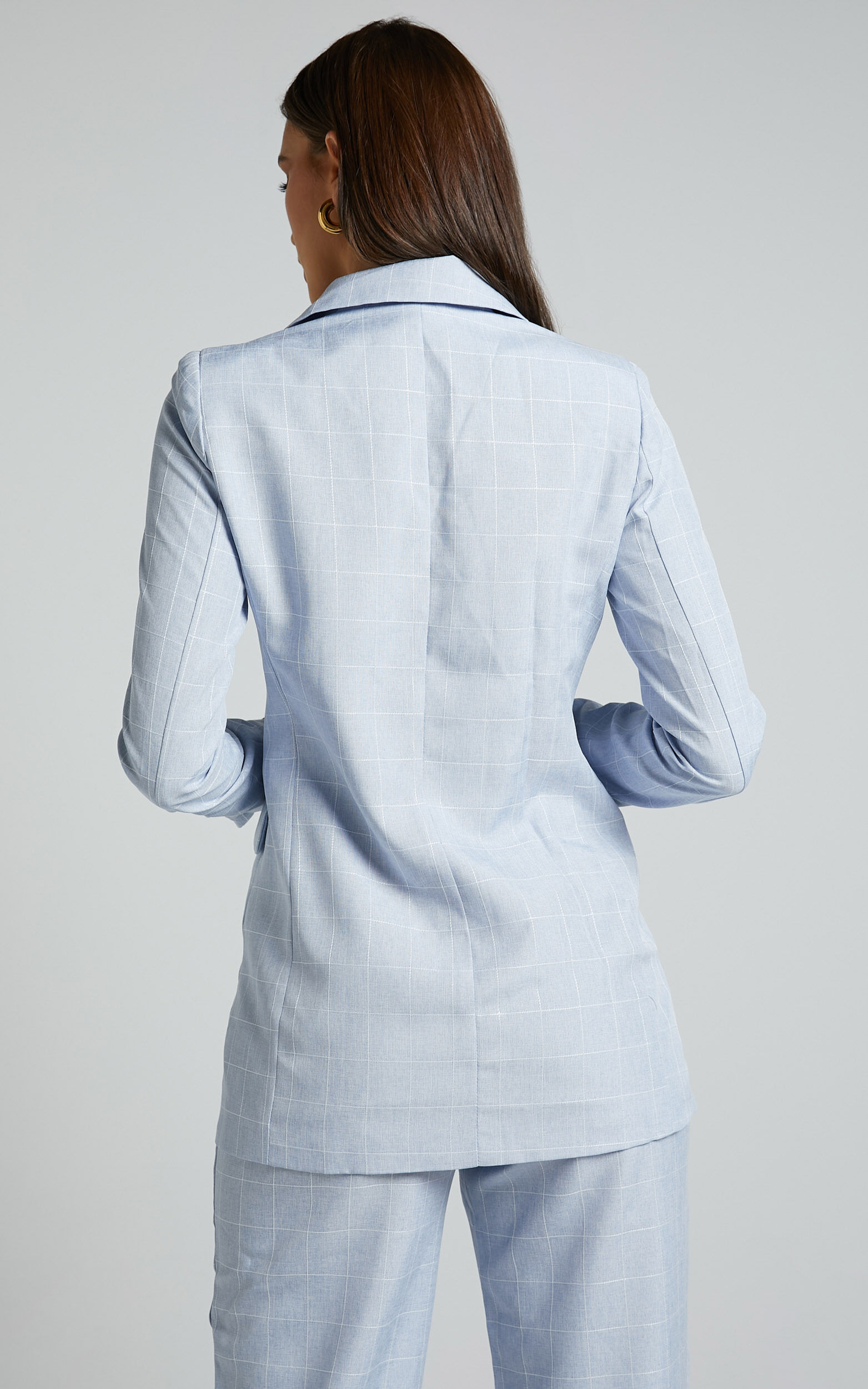 Womens blue check store blazer