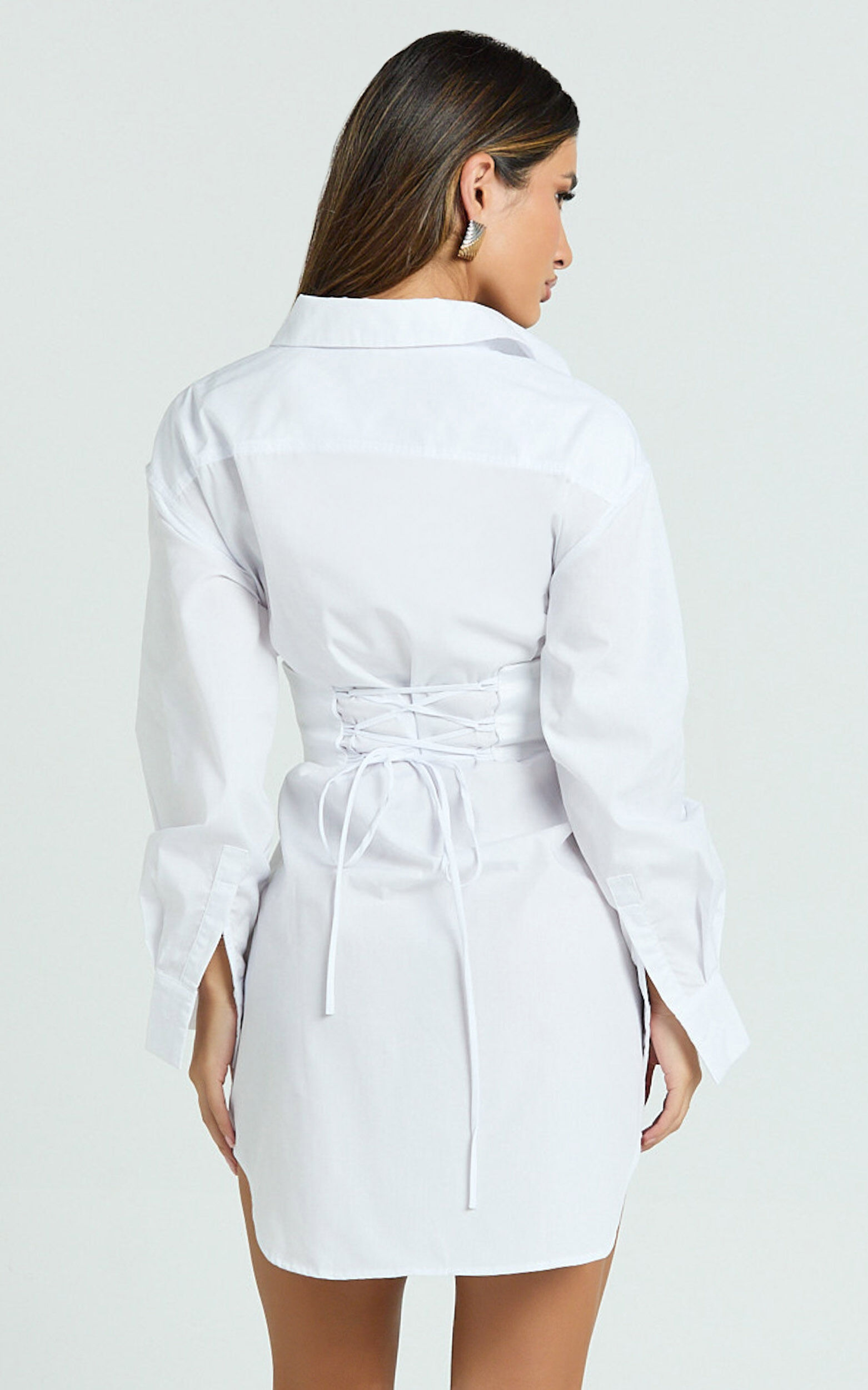 正式的 Athena Waist Corset Front Button Collared - Dress Mini ワンピース
