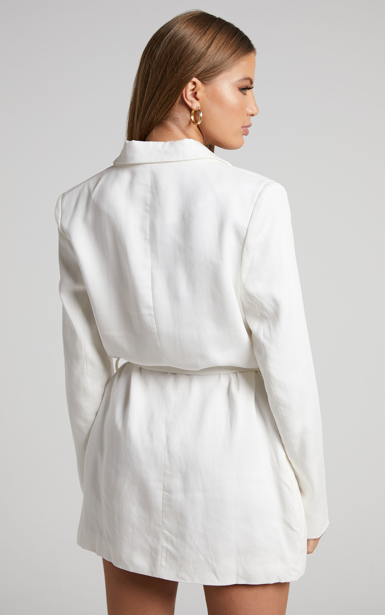 Amalie The Label Lotte Linen Blend Tie Waist Wrap Blazer Dress