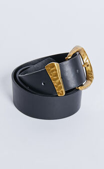 Abbie Belt - Chunky Gold Bucket Belt in Black