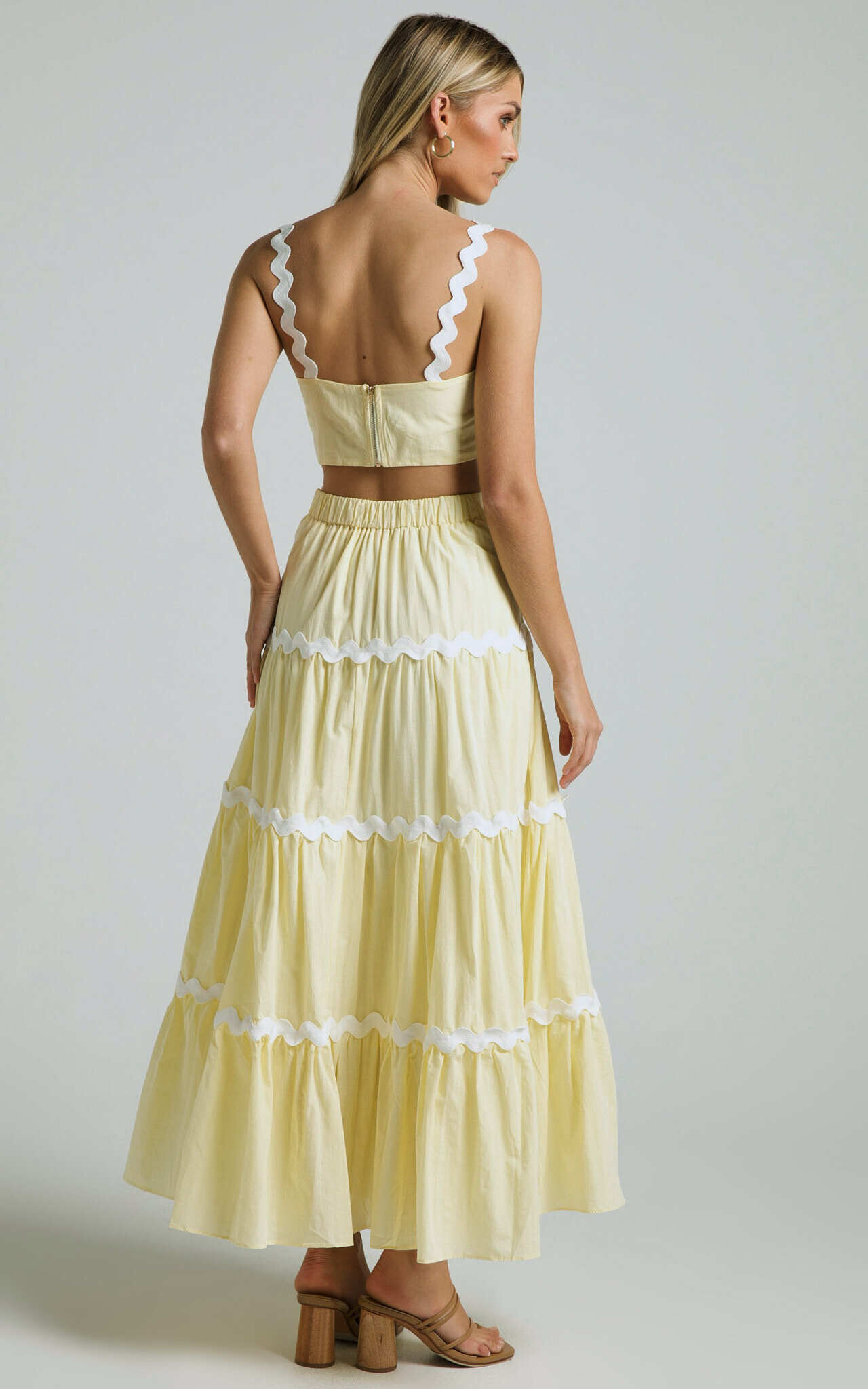 2 piece yellow skirt set clearance