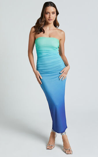 Runaway The Label - Kendall Midi Dress in AQUA OMBRE