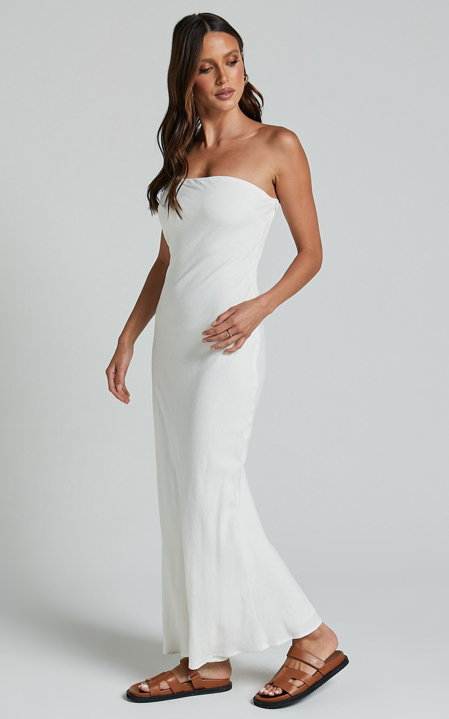 Strapless white slip dress best sale