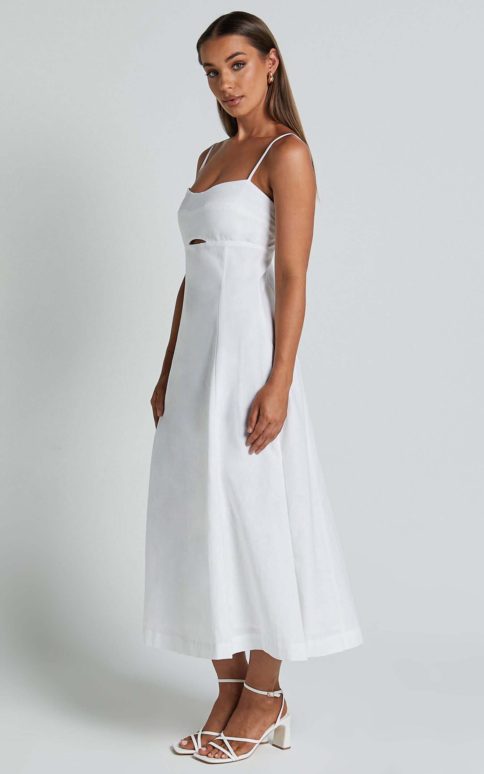Amalie The Label Carietta Linen Blend Strappy Sweetheart Cut Out