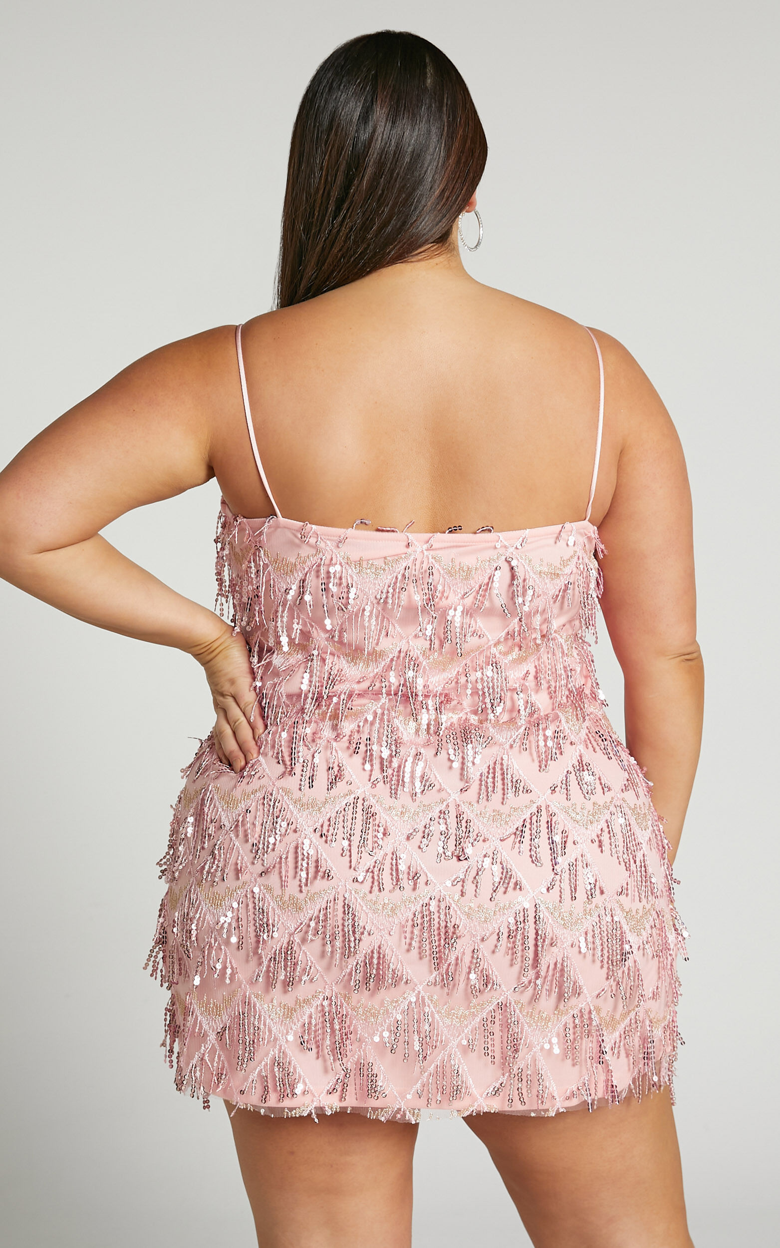 Fringe sequin sales cami mini dress