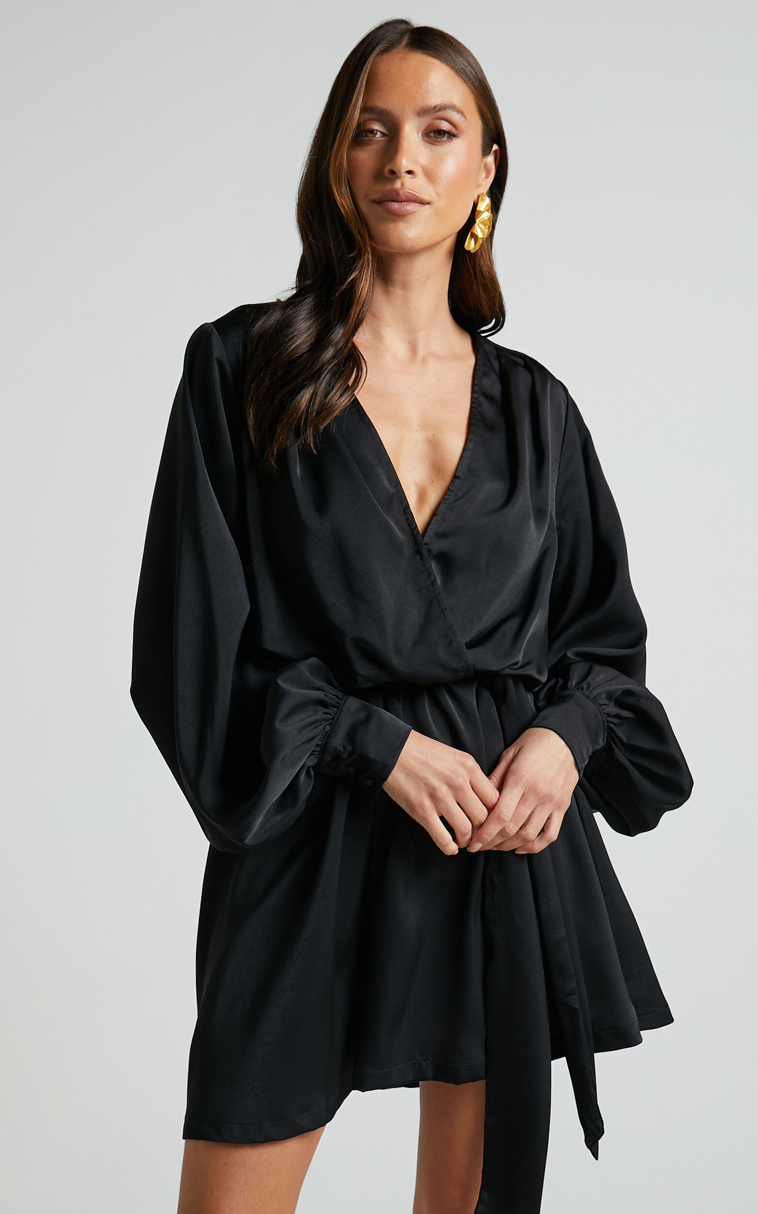V neck hotsell wrap mini dress