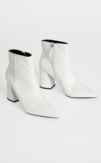 Therapy - Cleo Boots in White Crinkle Patent