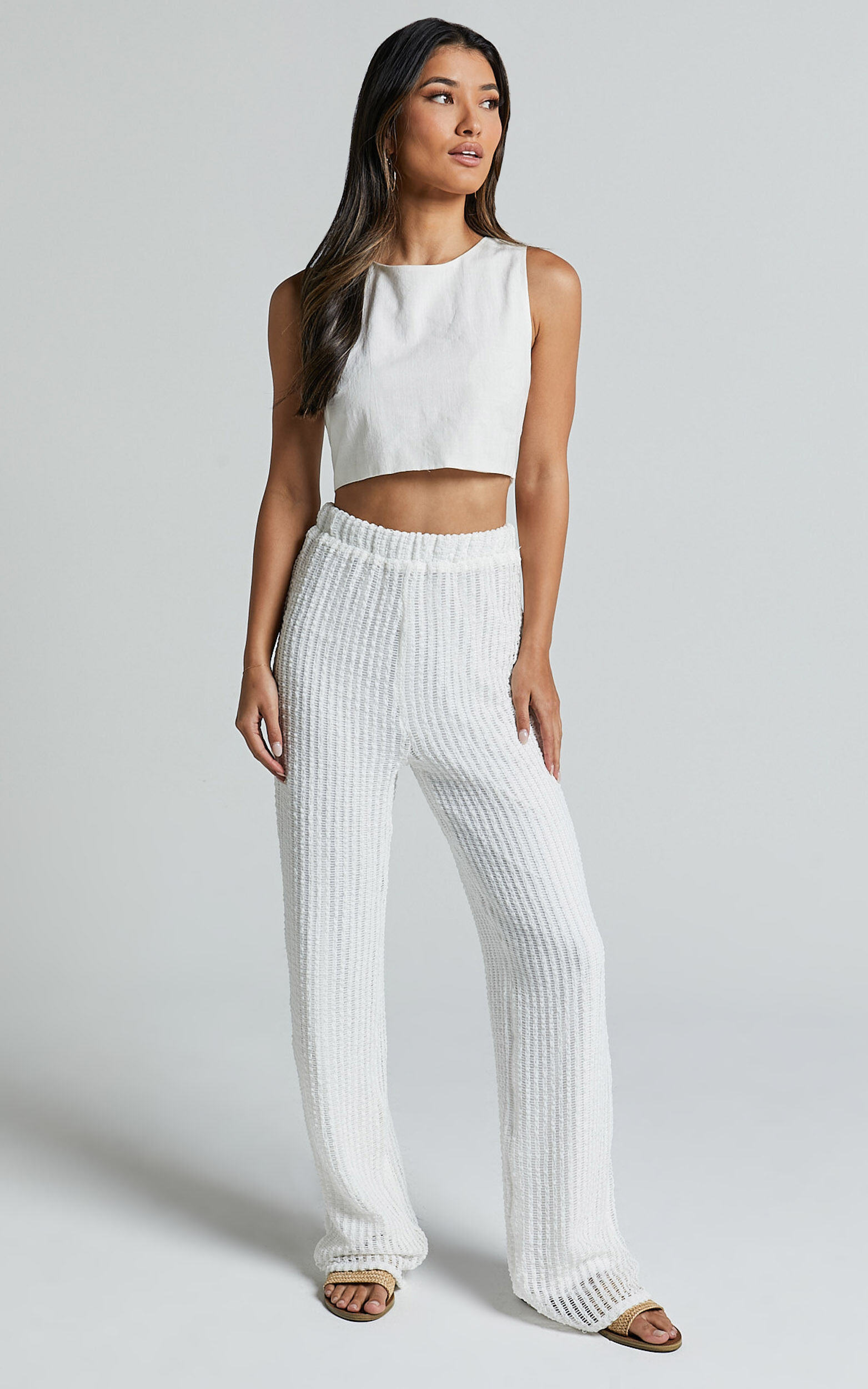 Rowland Pants - Wide Leg in White - 06, WHT1